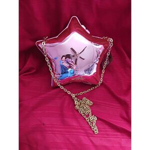 Hello 3AM Star-Shaped Metallic Pink Purse With Gold Chain Strap